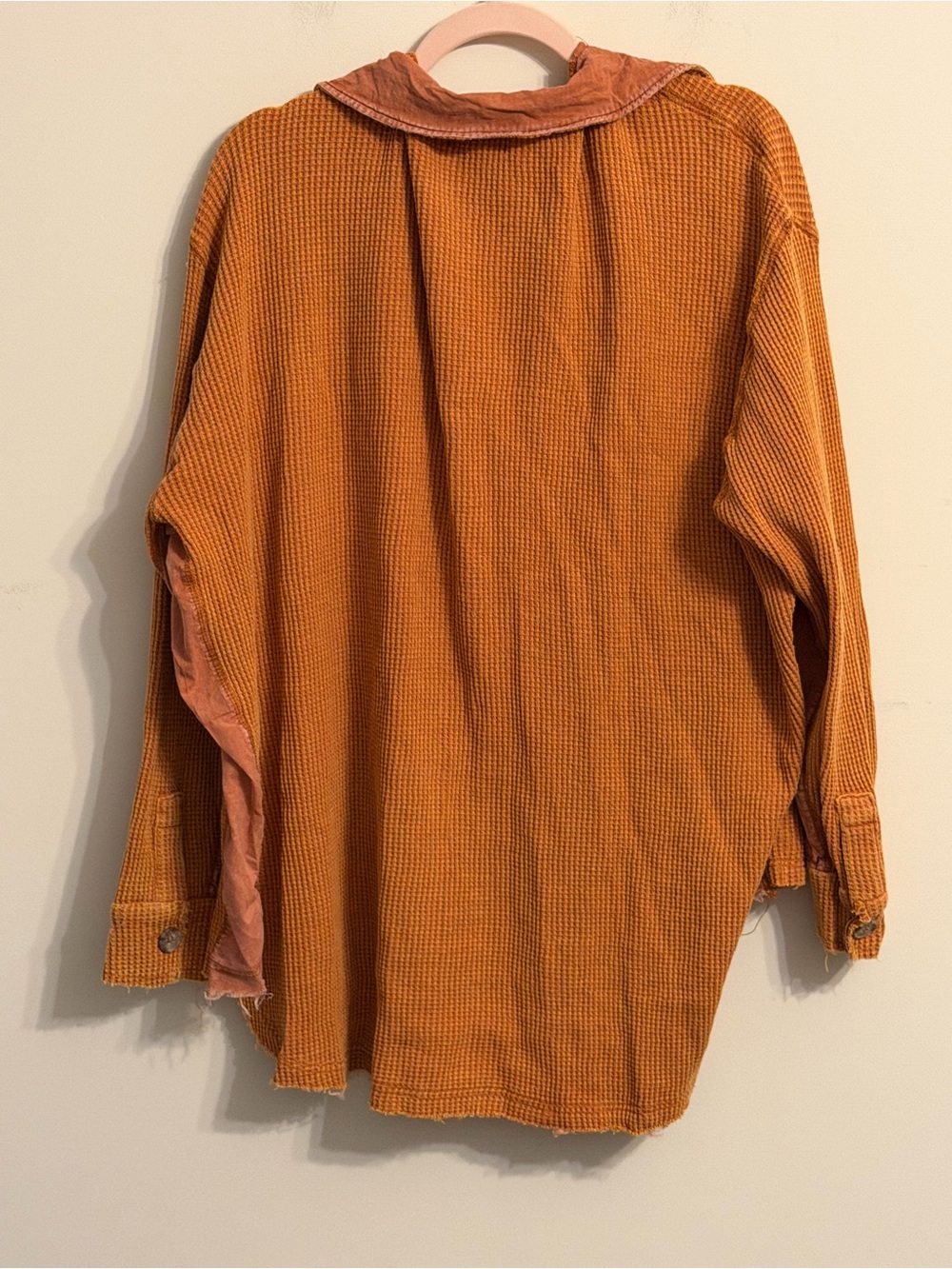 Oli & Hali Rust Waffle Knit Distressed Shacket Jacket NWOT - Picture 4 of 5
